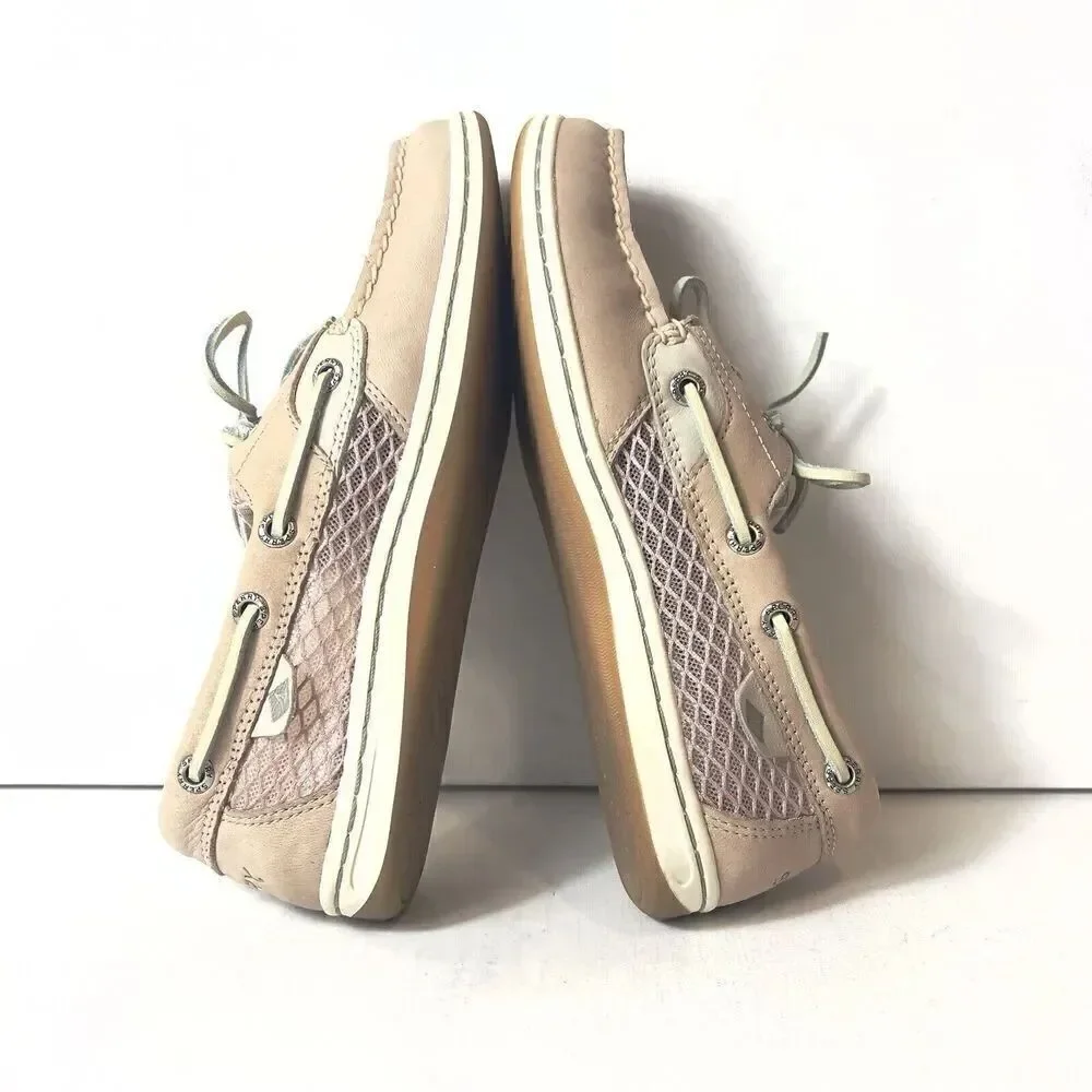 Sperry Top-Sider Baby Pink Fabric/Leather Womens Sz 6.5 M Loafer Boat Shoes Flat